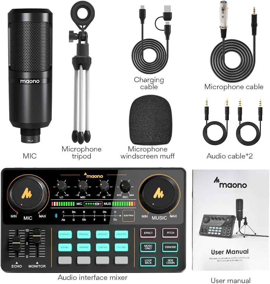 Maonocaster Lite AU-AM200S1 Starter Bundle Portable All-In-One Podcast Production S Maonocaster Lite AU-AM200S1 Starter Bundle Portable All-In-One Podcast Production S